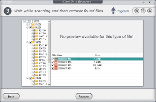Showing the iCare Data Recovery Free scanner results